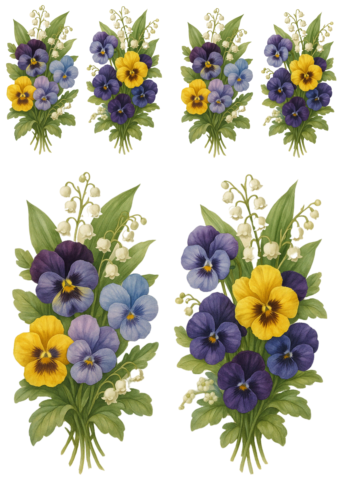 Sticker Sheet / Greeting Card – Pansies Collage Cat. No. 4434