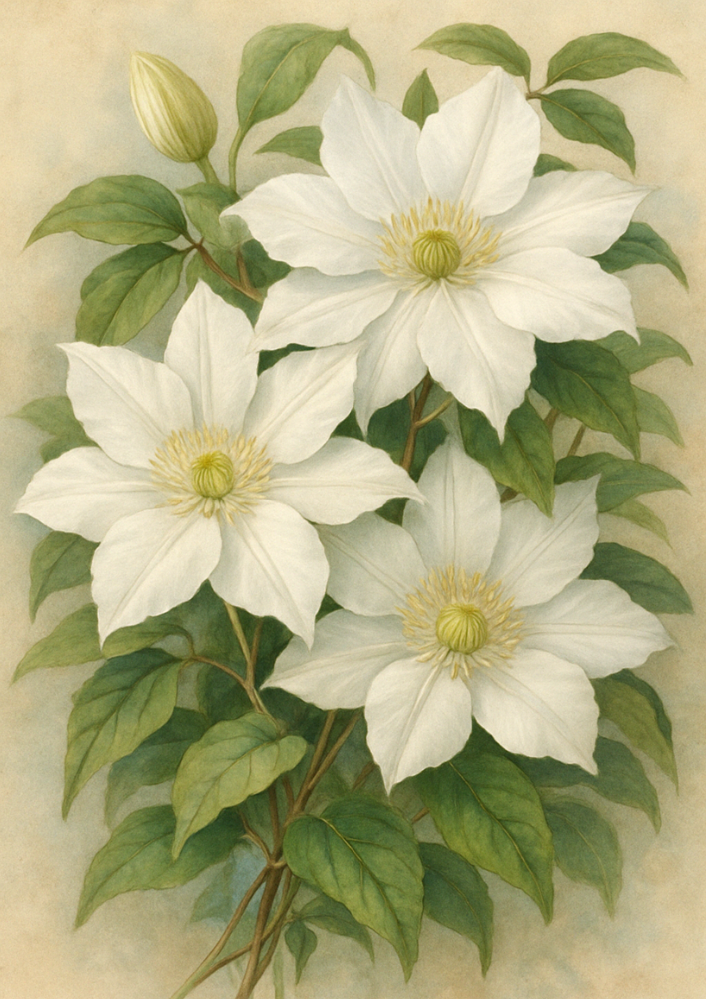 Sticker Sheet / Greeting Card – Climbing Clematis Schabby Chic Full Cat. No. 4436