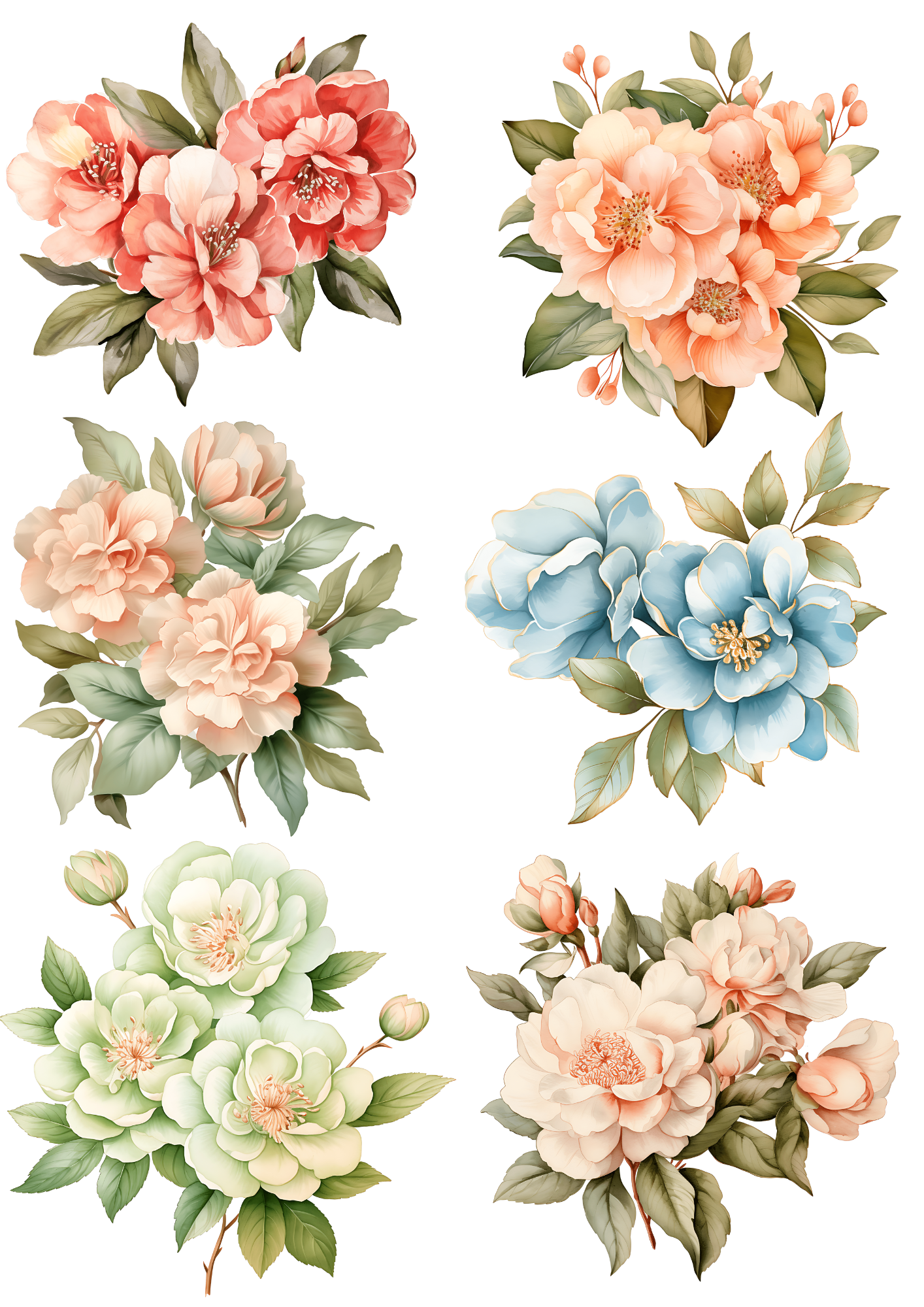 Sticker Sheet / Greeting Card – Peonies Collage Cat. No. 4443