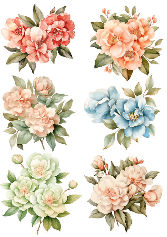 Sticker Sheet – Peonies Collage Cat. No. 4443