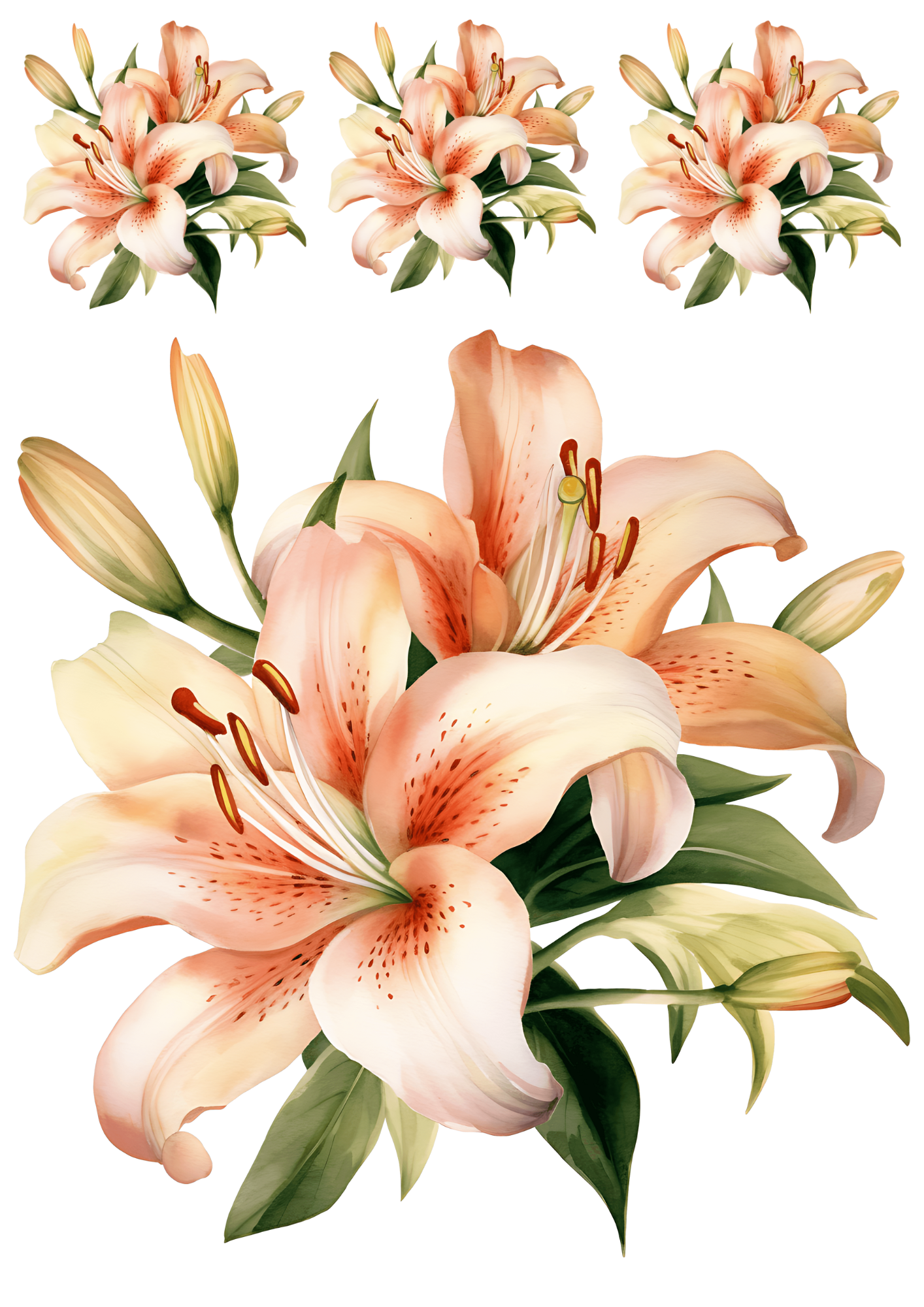 Sticker Sheet / Greeting Card – Lilies Collage Cat. No. 4445