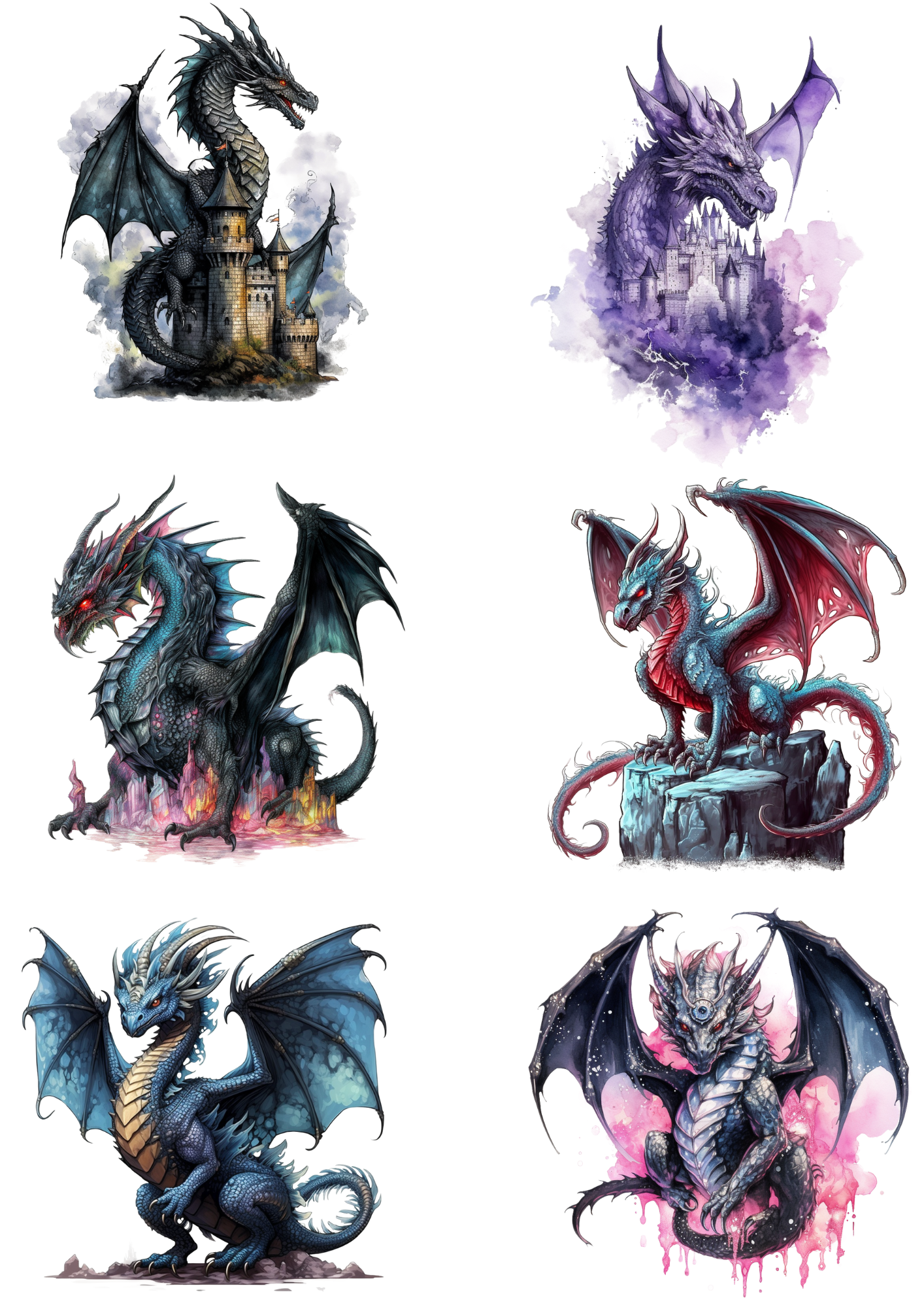 Sticker Sheet / Greeting Card – Gothic Dragons Collage Cat. No. 4459