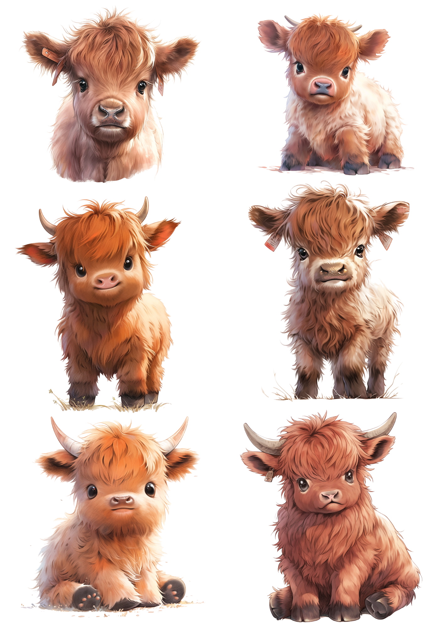 Sticker Sheet / Greeting Card – Highland Cow Baby Collage Cat. No. 4461