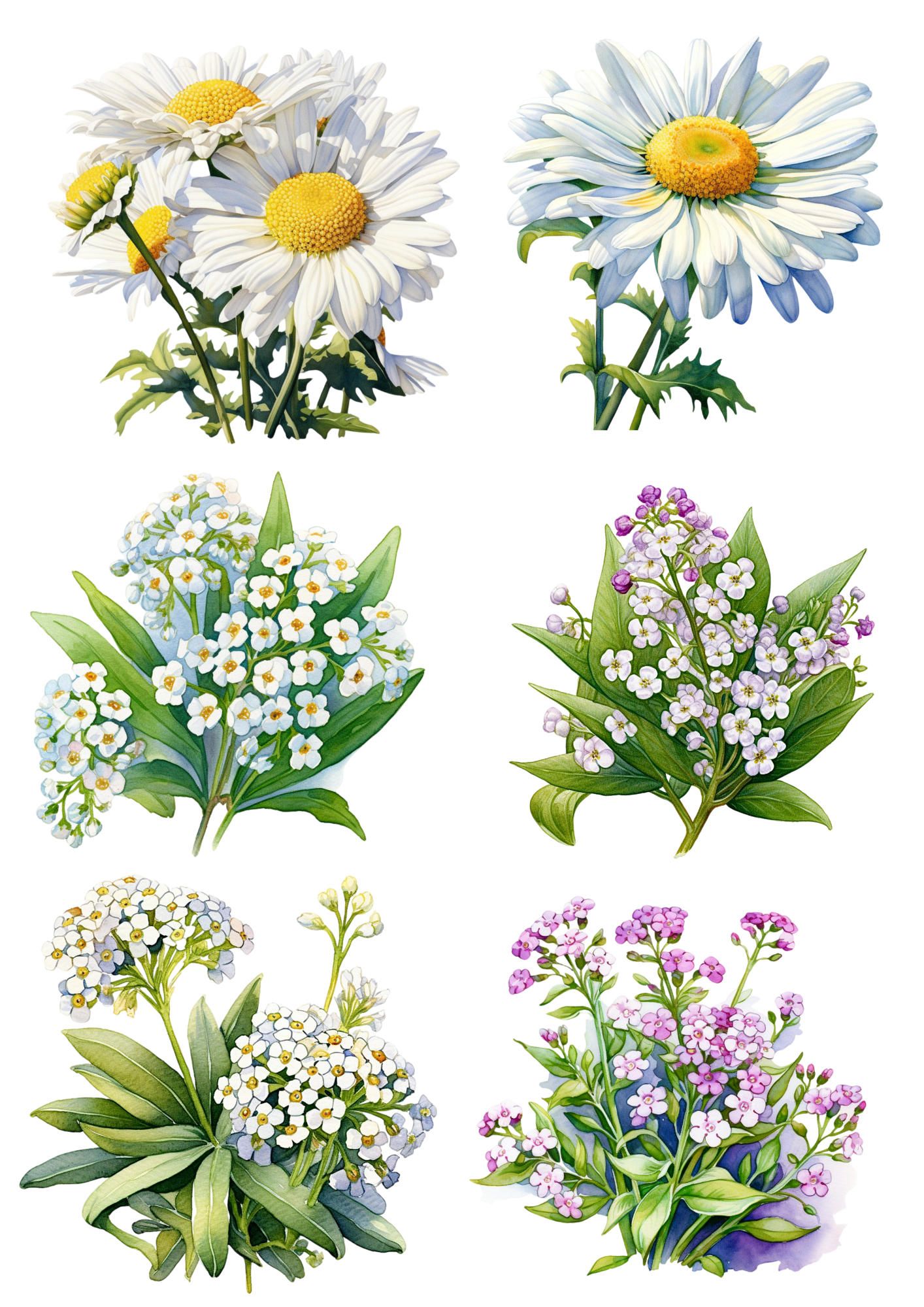 Sticker Sheet / Greeting Card – Chamomile, Wildflowers Collage Cat. No. 4465