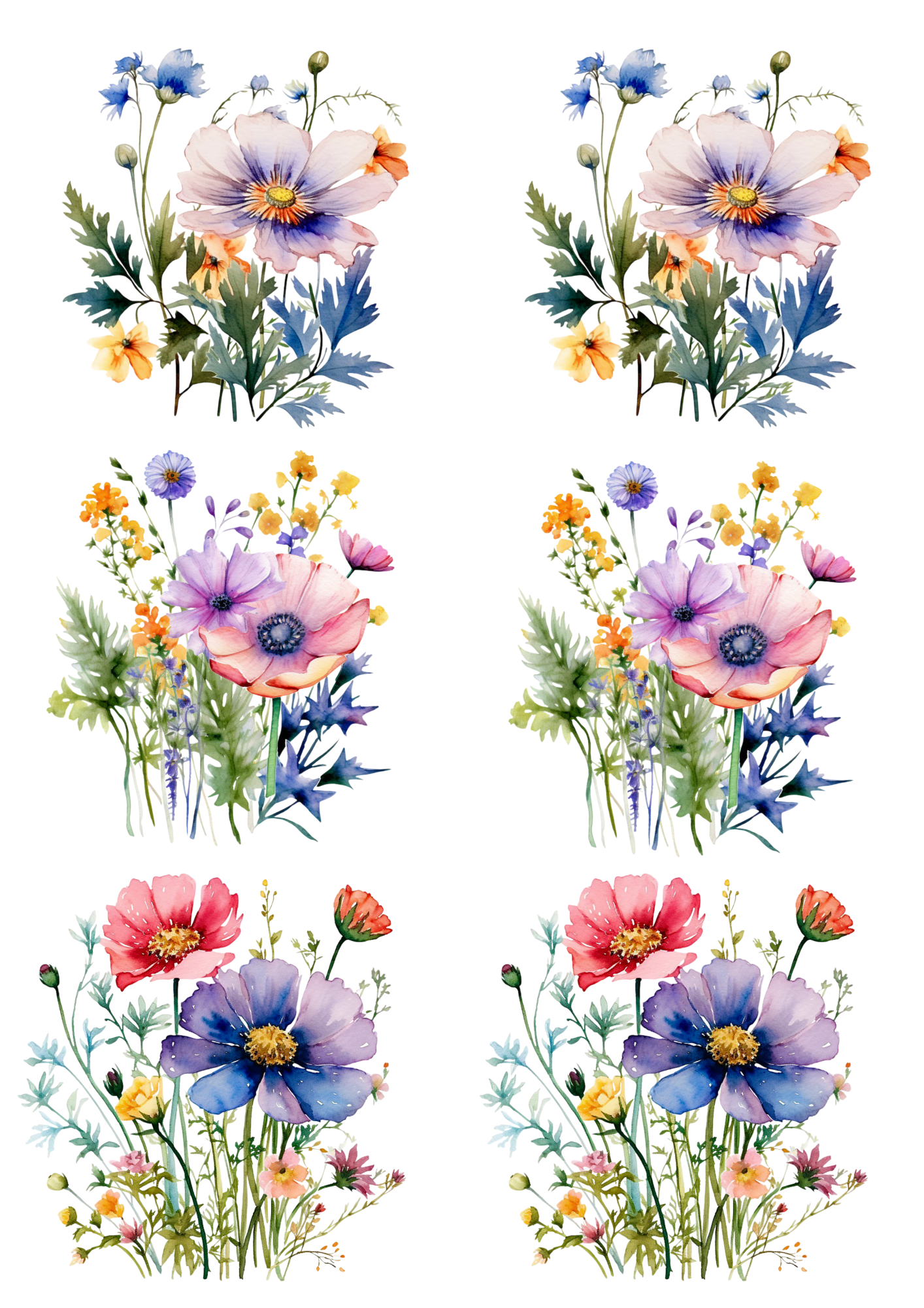 Sticker Sheet / Greeting Card – Meadow Flowers Collage Cat. No. 4467