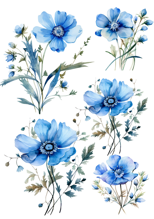 Sticker Sheet – Blue Meadow Flowers Collage Cat. No. 4468