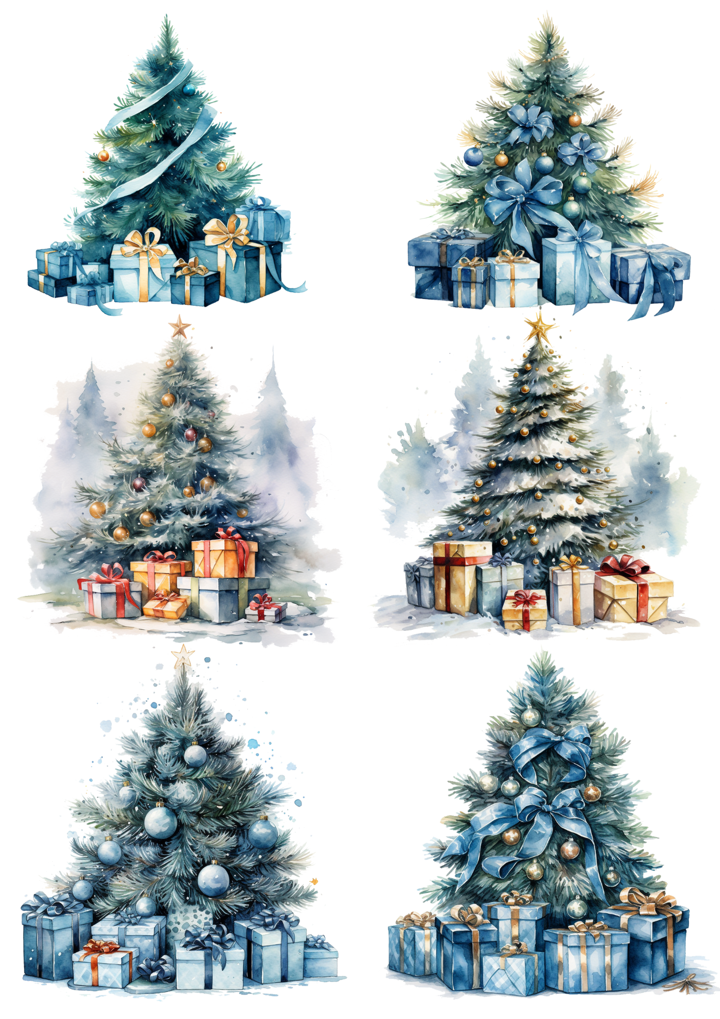 Sticker Sheet / Greeting Card – Christmas Tree With Gifts Collage Cat. No. 4472