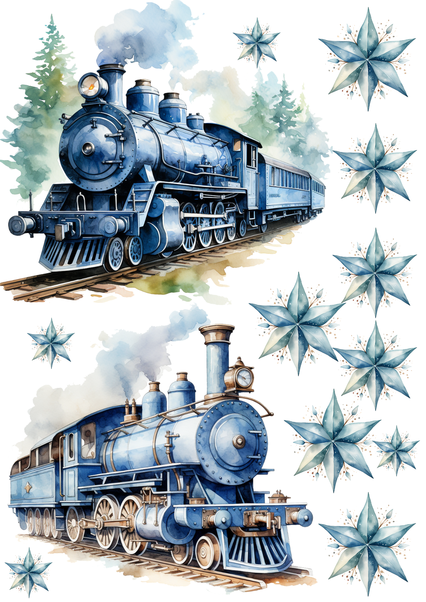 Sticker Sheet / Greeting Card – Christmas Magic Train Collage Cat. No. 4474