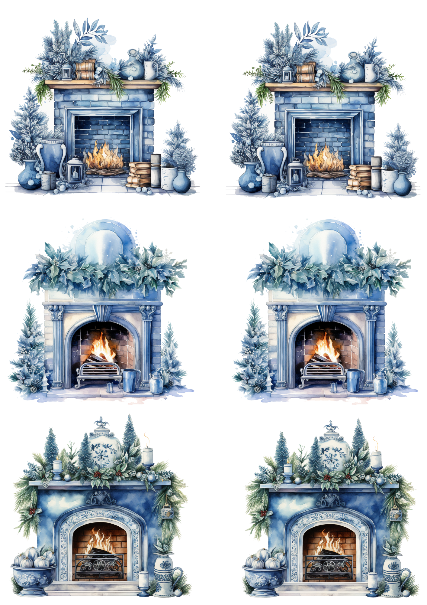 Sticker Sheet / Greeting Card – Fireplace Collage Cat. No. 4475