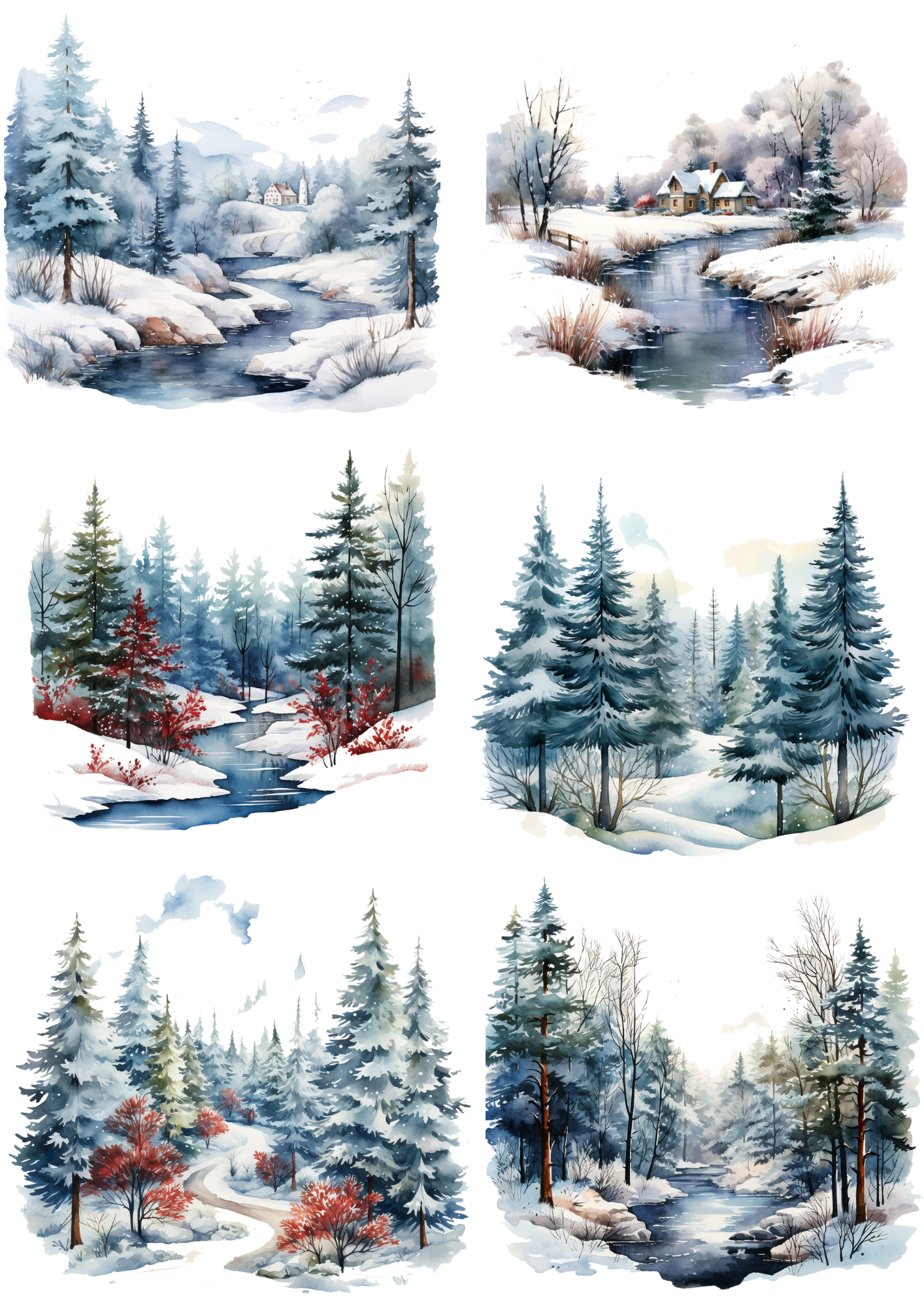 Sticker Sheet / Greeting Card – Winter Landscapes Collage Cat. No. 4476