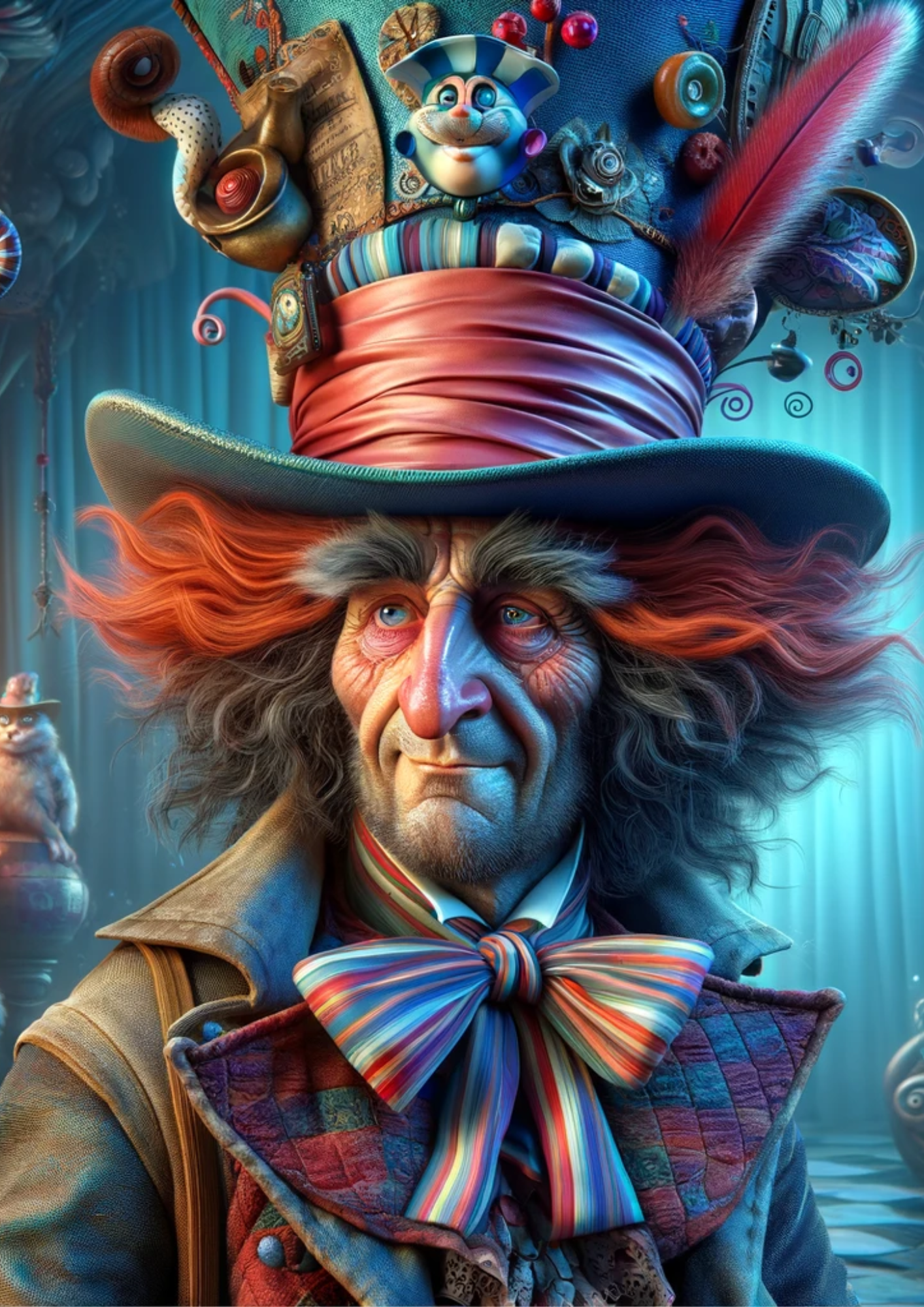 Sticker Sheet / Greeting Card – Mad Hatter Alice In Wonderland Full Cat. No. 4489