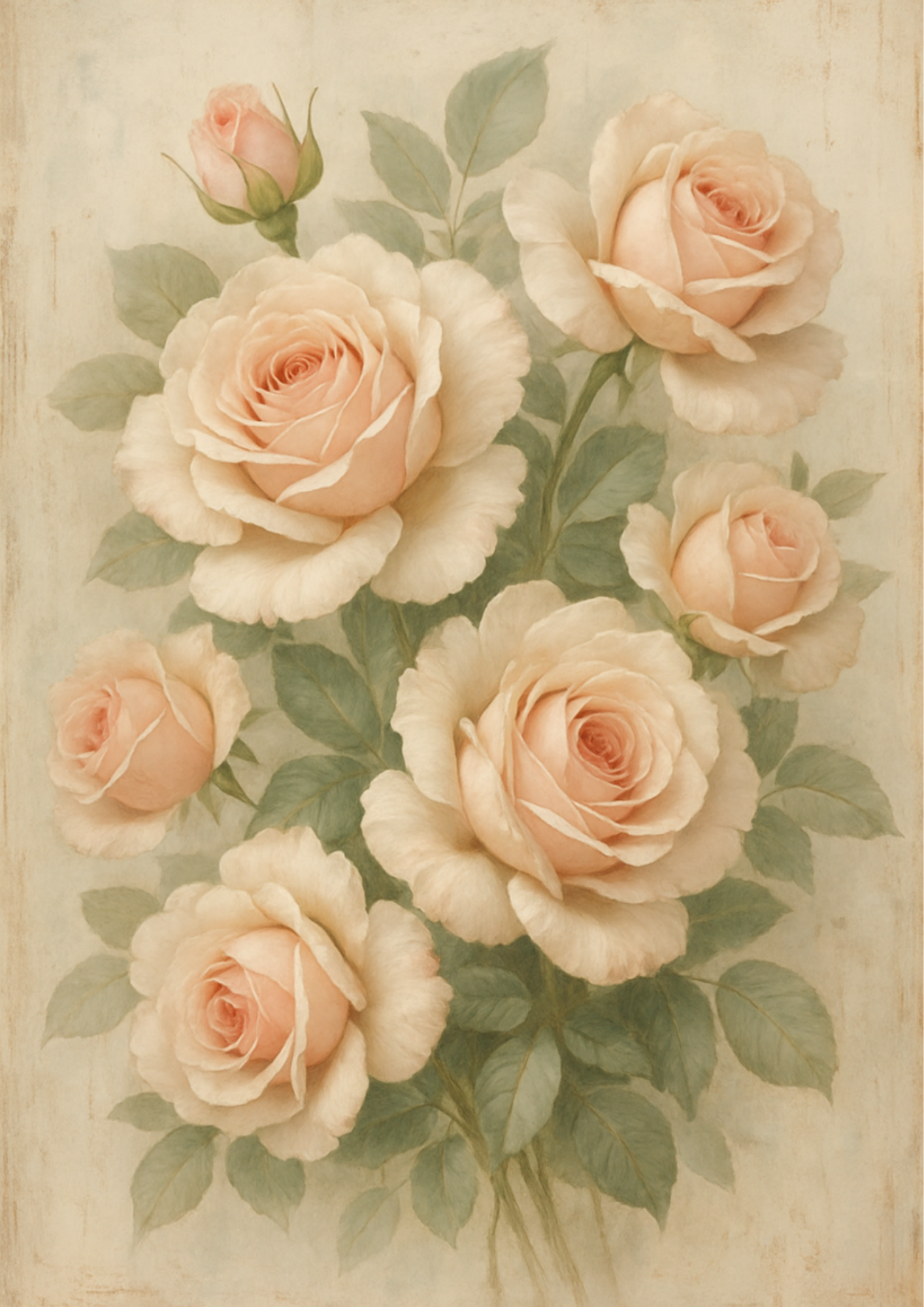 Sticker Sheet / Greeting Card – Rose Pastel Schabby Chic Full Cat. No. 4494