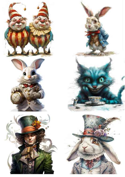 Sticker Sheet – Alice In Wonderland Various Characters Collage Cat. No. 4502