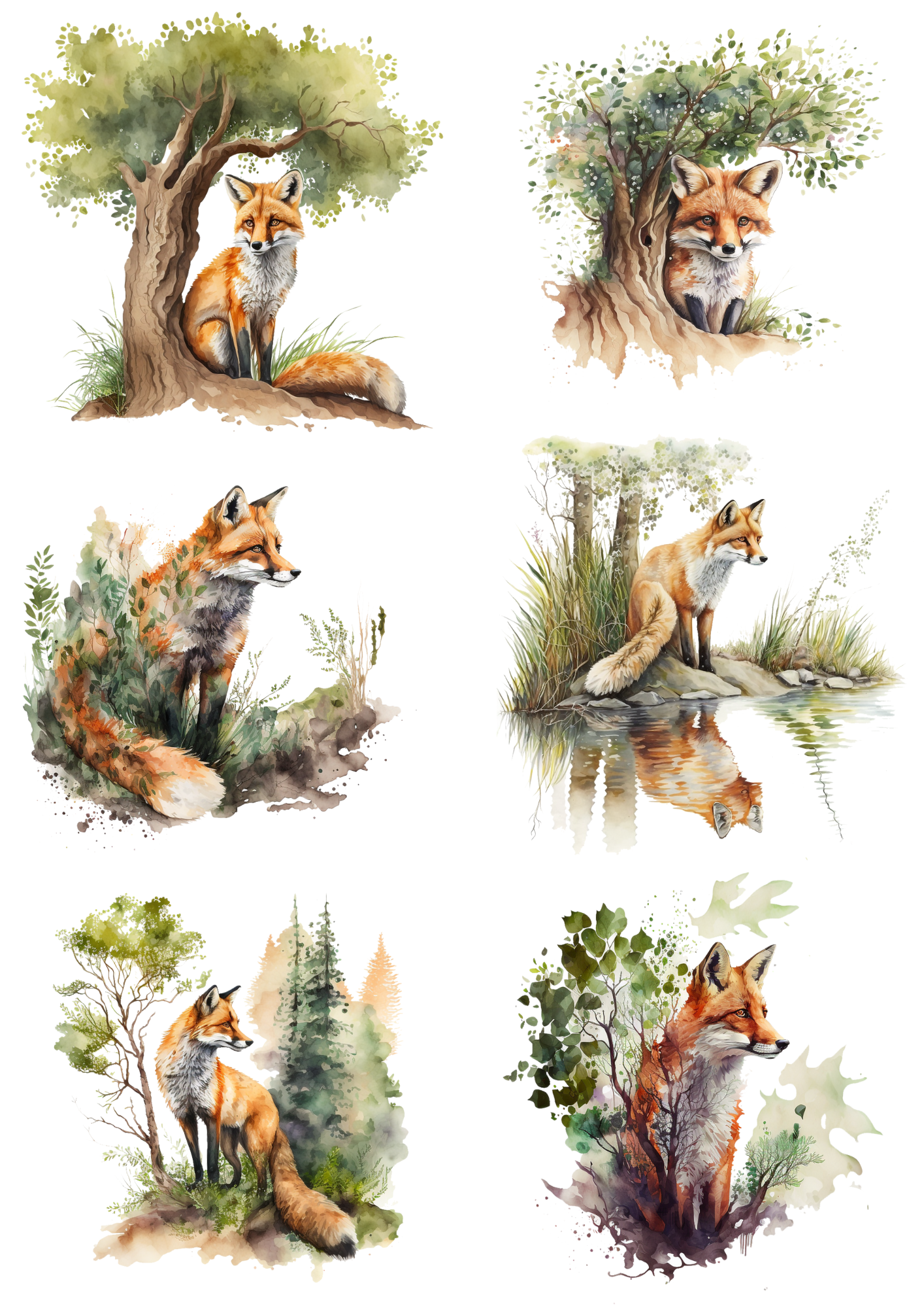 Sticker Sheet / Greeting Card – Fox Collage Cat. No. 4505