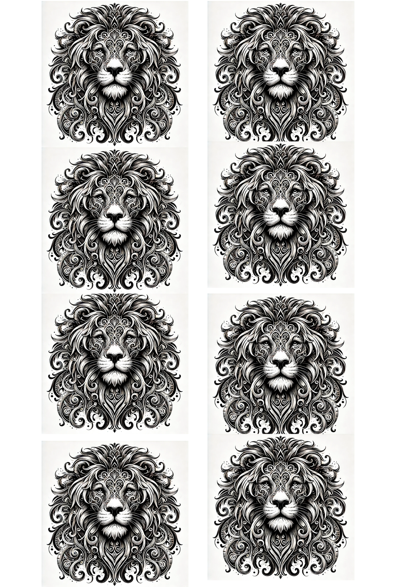 Sticker Sheet / Greeting Card – Lion In Gothic Style Collage Cat. No. 4506