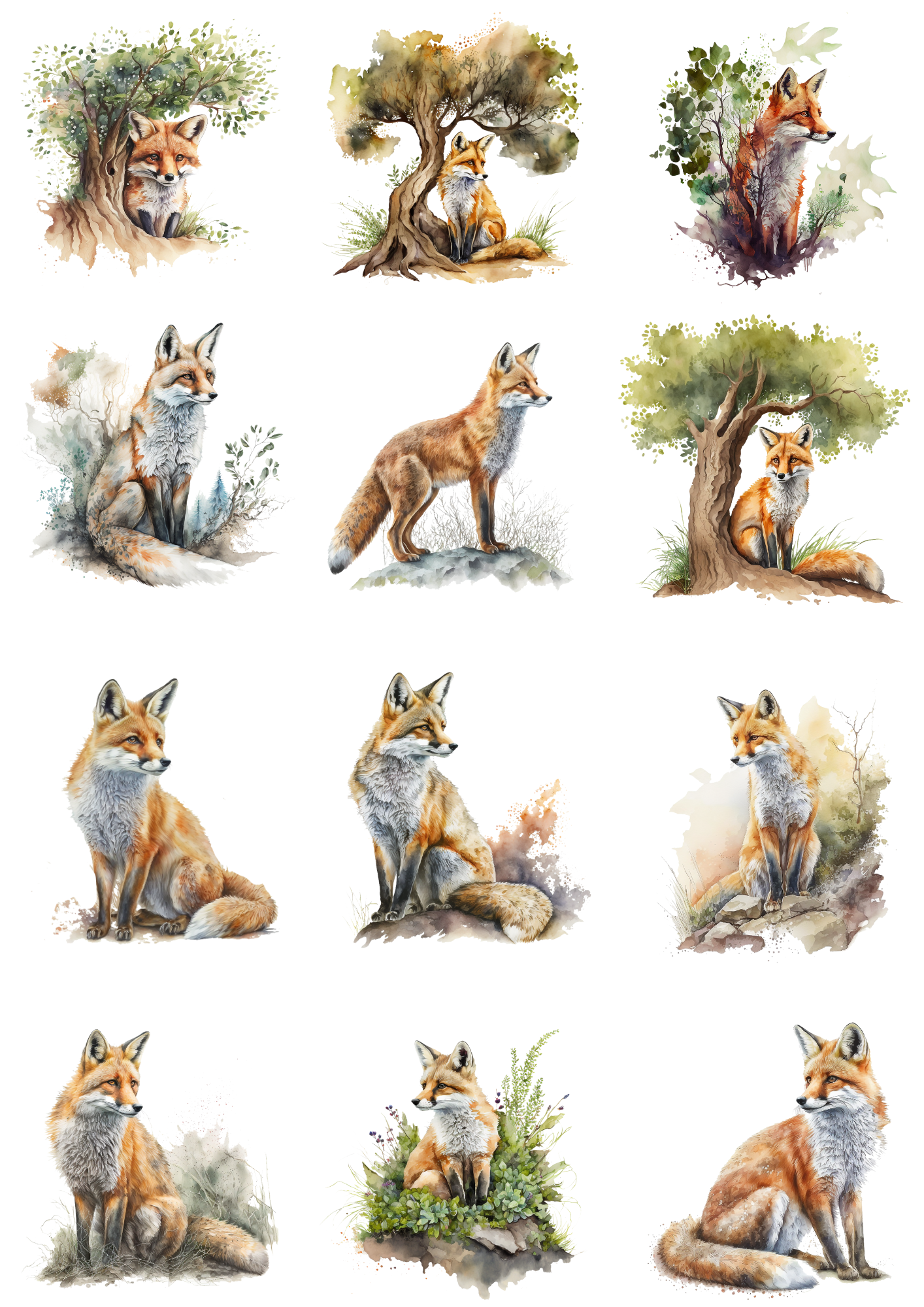 Sticker Sheet / Greeting Card – Fox Collage Cat. No. 4509