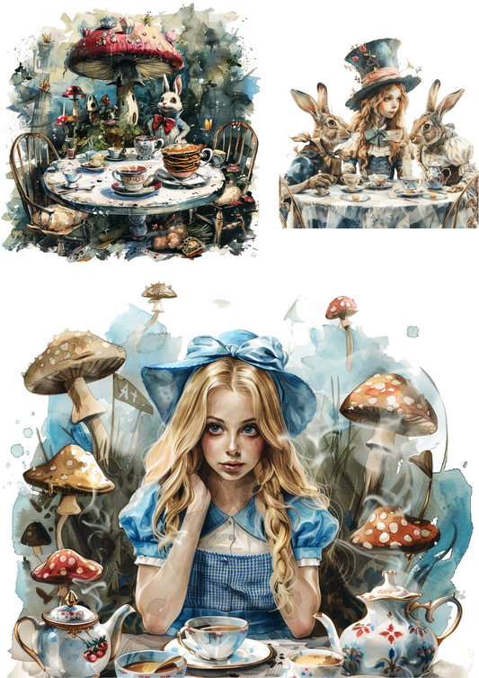 Sticker Sheet – Alice In Wonderland Tea At The Hatter's Collage Cat. No. 4512