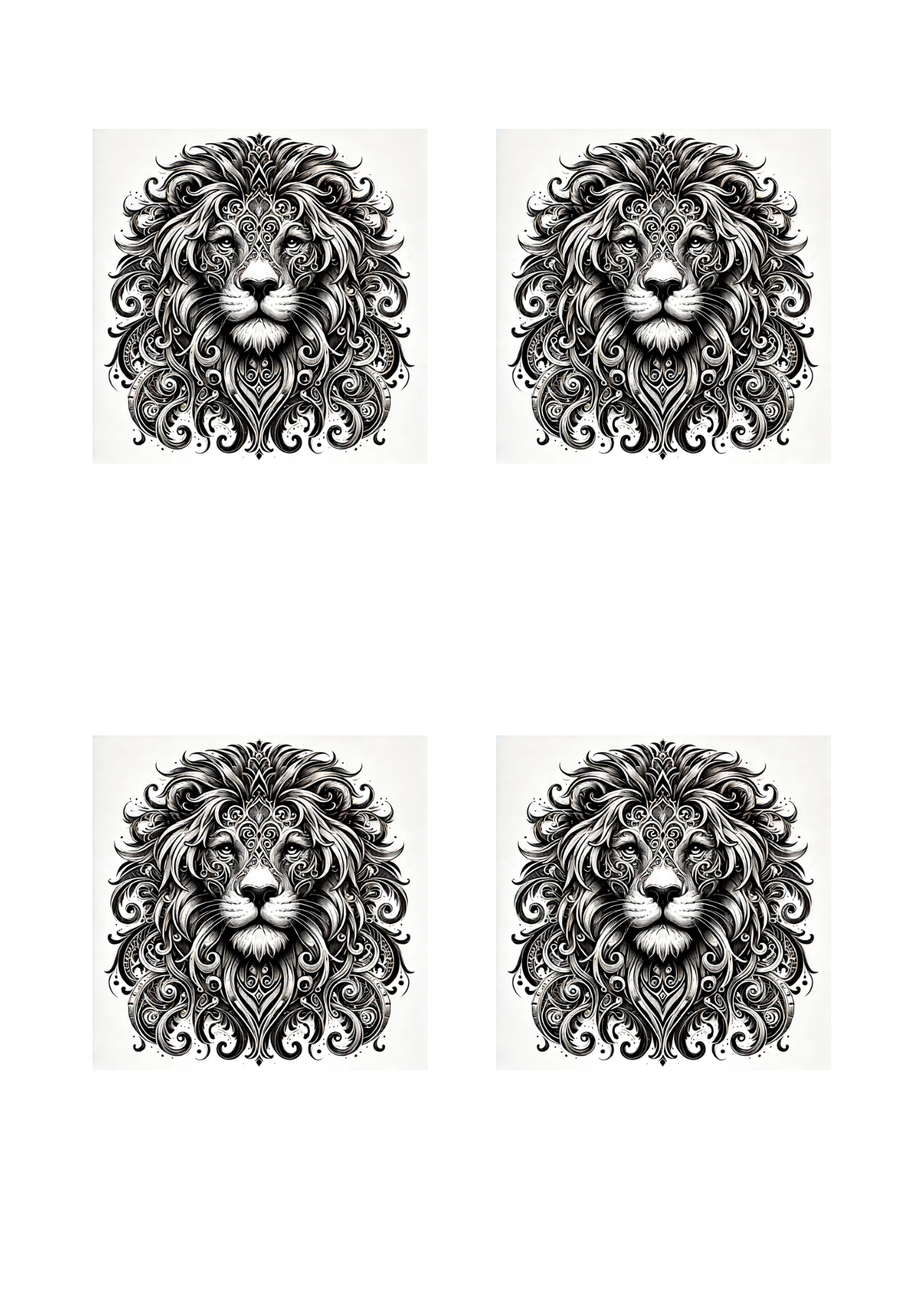 Sticker Sheet / Greeting Card – Lion In Gothic Style Collage Cat. No. 4513