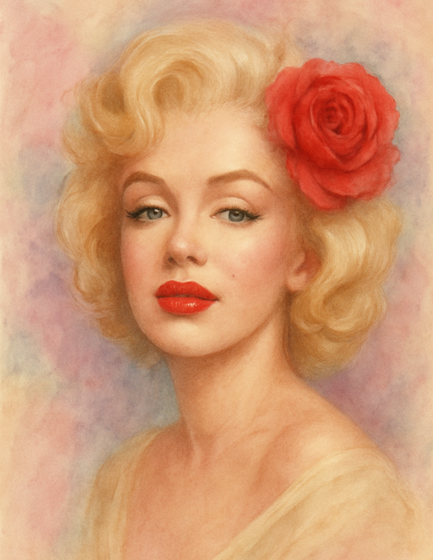 Sticker Sheet / Greeting Card – Marylin Monroe With Rose Schabby Chic Full Cat. No. 4518