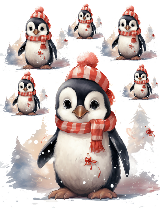 Sticker Sheet – Winter Penguin In Hat Collage Cat. No. 4529