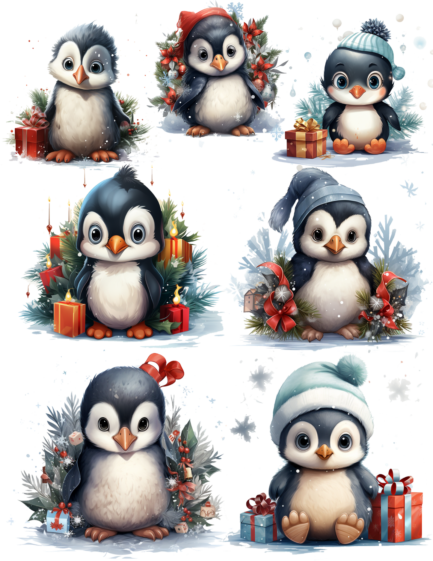 Sticker Sheet / Greeting Card – Winter Penguin Collage Cat. No. 4531
