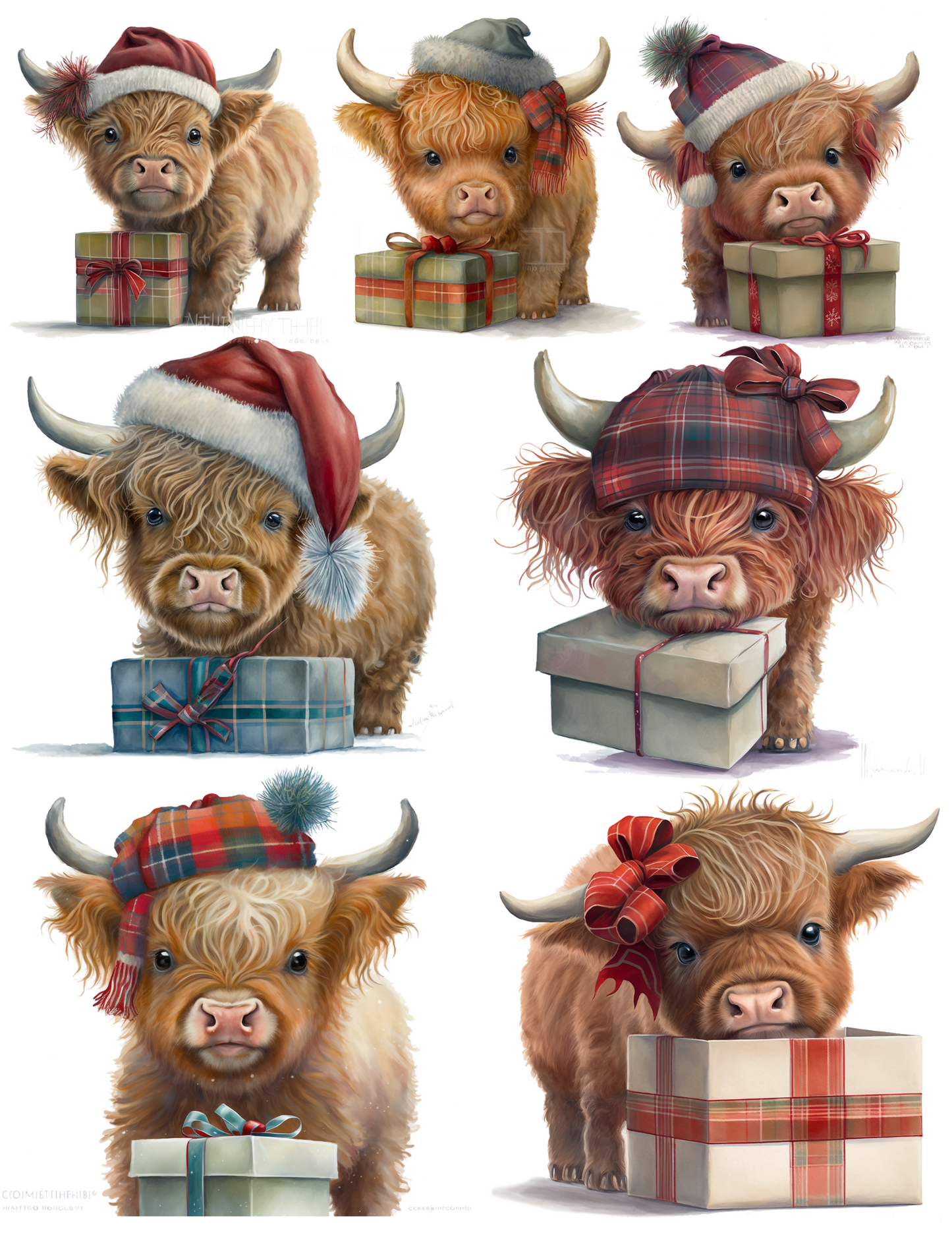 Sticker Sheet / Greeting Card – High Mountain Cow With Gift Collage Cat. No. 4534