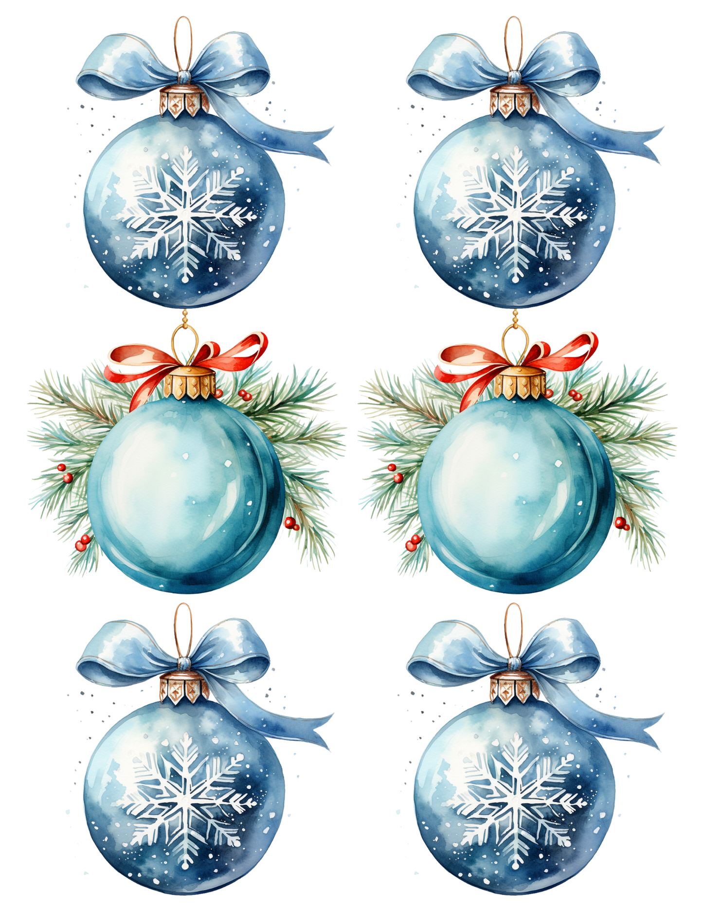 Sticker Sheet / Greeting Card – Christmas Baubles Collage Cat. No. 4543