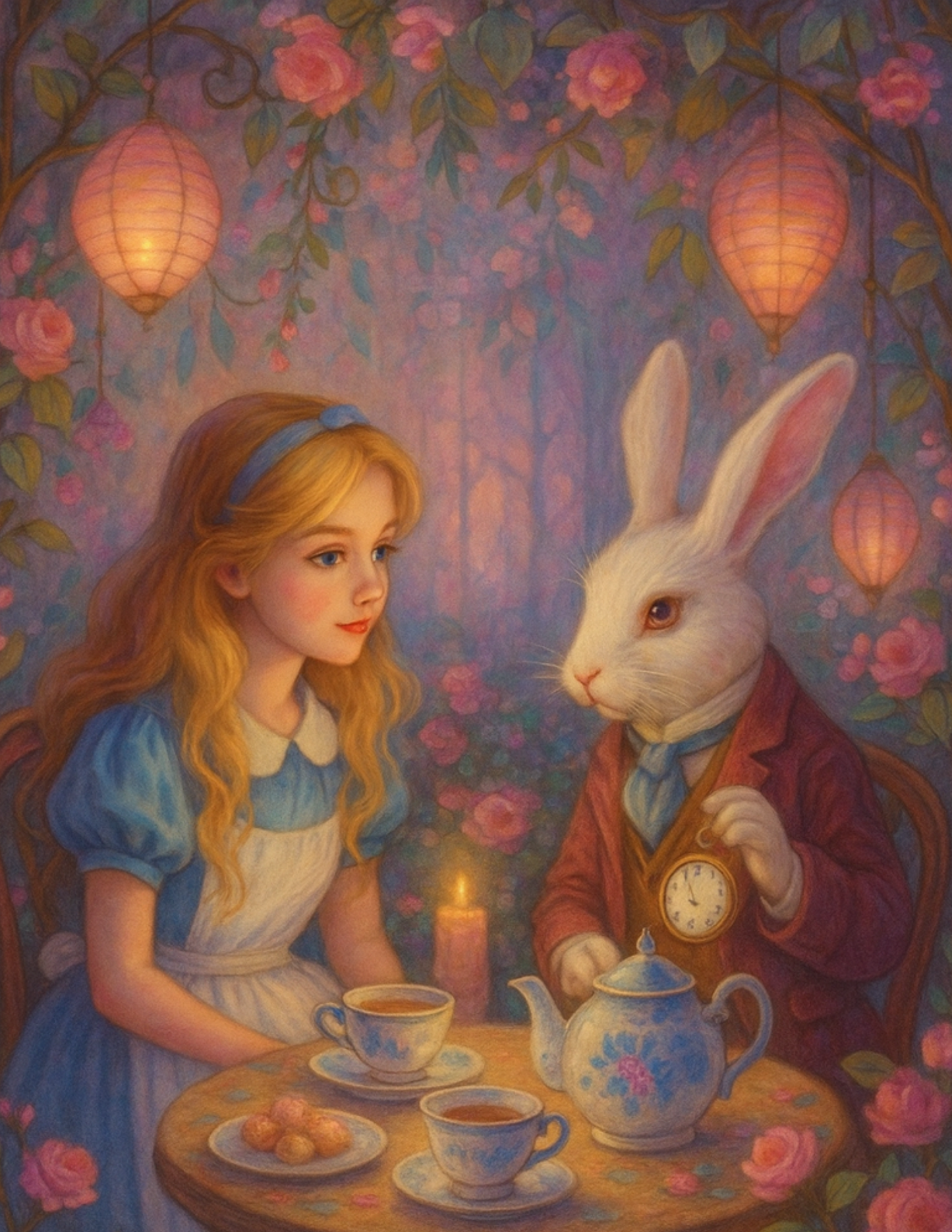 Sticker Sheet / Greeting Card – Alice In Wonderland With White Rabbit Full Cat. No. 4544