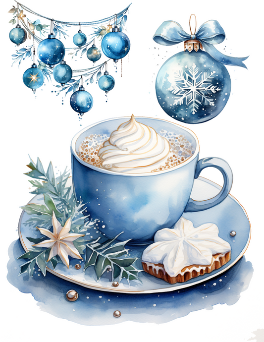 Klistremerkeark – Julekaffe og juletrepynt Kat. nr. 4545