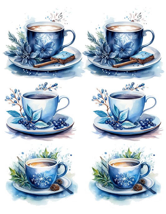 Sticker Sheet – Christmas Coffee Cups Collage Cat. No. 4546