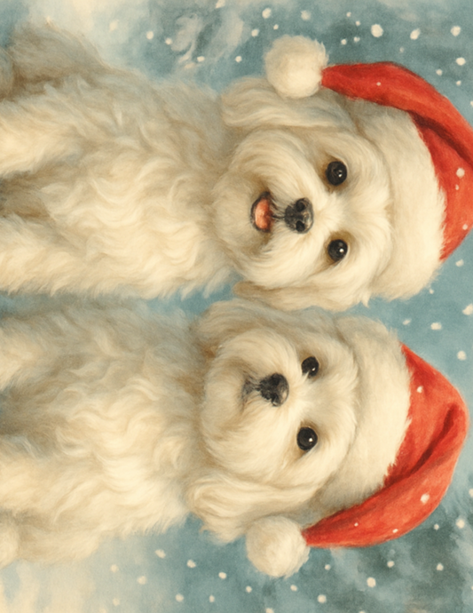 Sticker Sheet – A Pair of Maltese Dogs In Winter Hats Full Cat. No. 4547