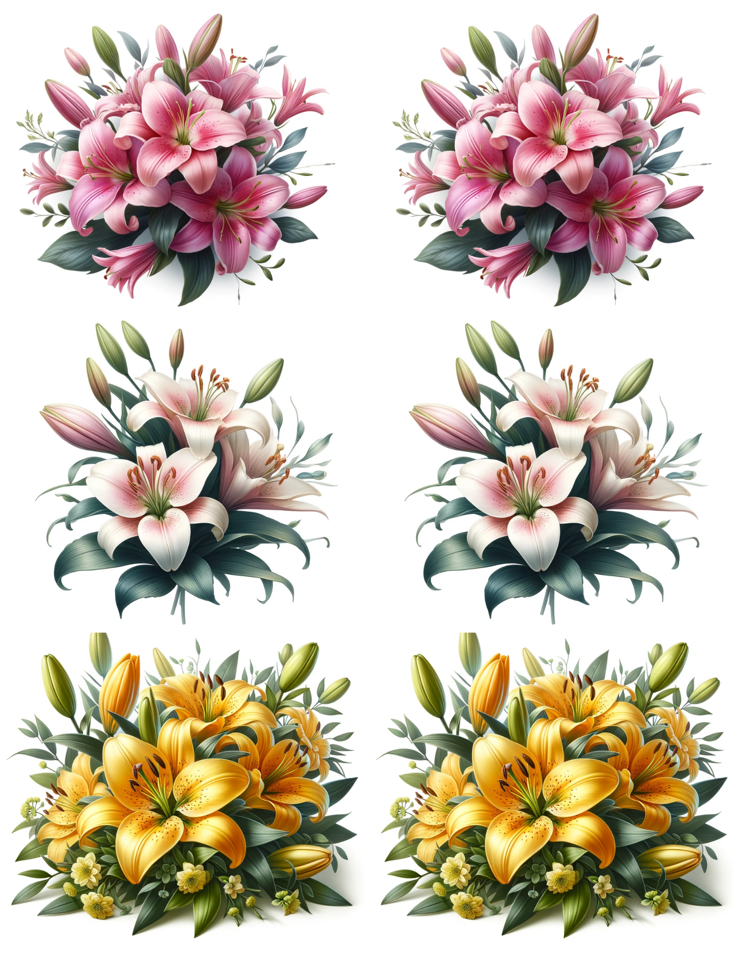 Sticker Sheet / Greeting Card – Lilies Collage Cat. No. 4551