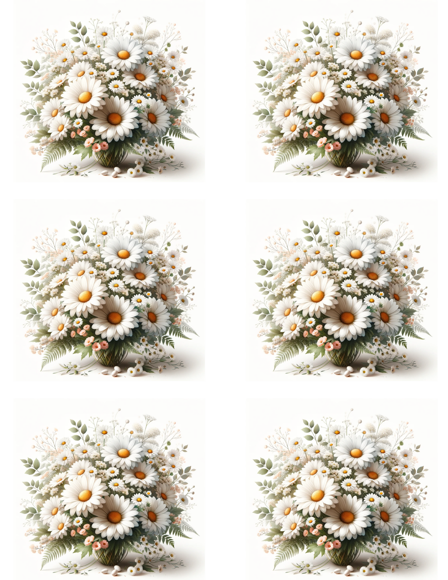 Sticker Sheet / Greeting Card – Daisy Bouquets Collage Cat. No. 4553