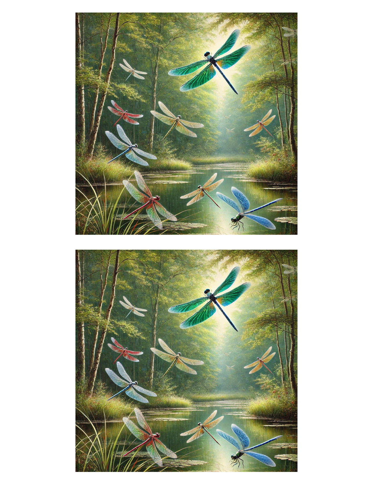 Sticker Sheet / Greeting Card – Dragonflies On The Lake Collage Cat. No. 4558