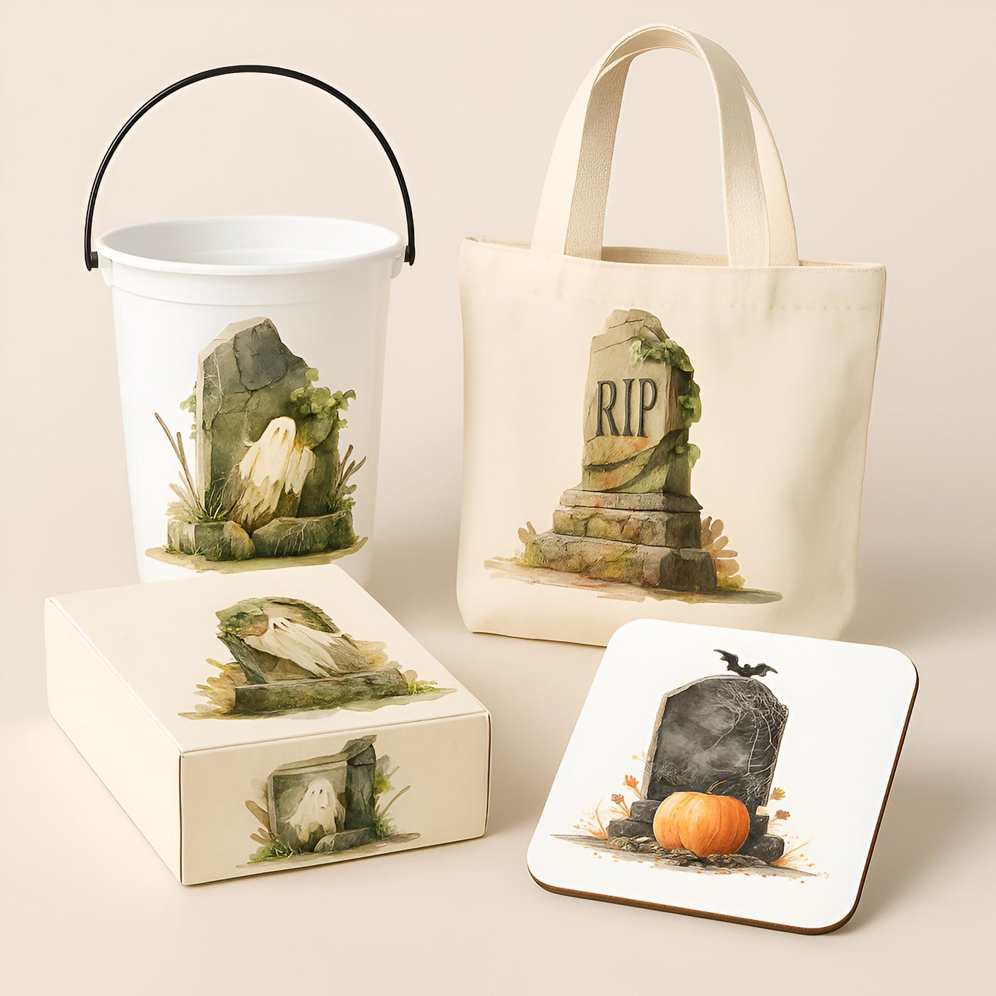 Halloween Tombstone Clipart β 24 Spooky PNGs β Graveyard Watercolor Set