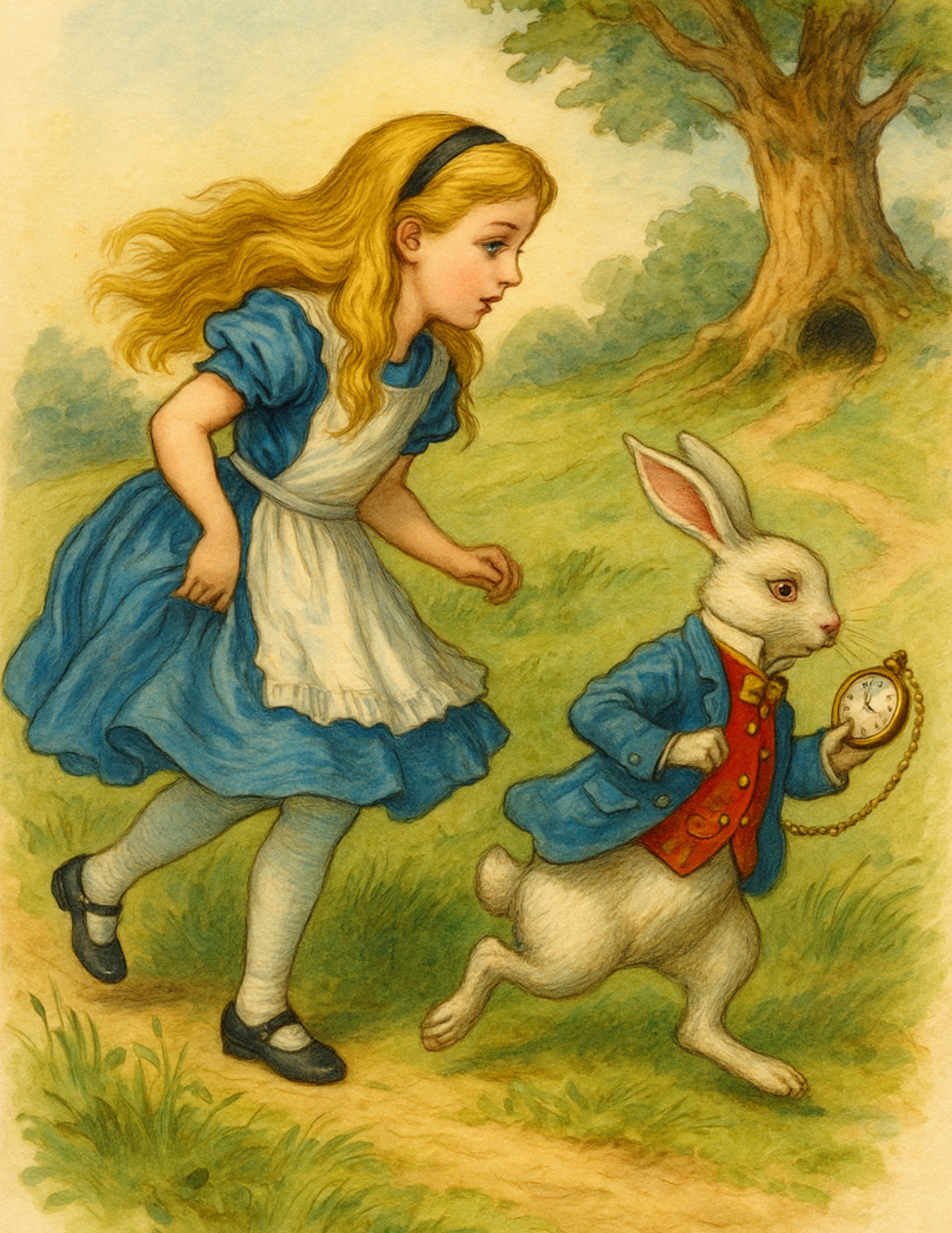 Sticker Sheet / Greeting Card – Alice In Wonderland And The White Rabbit Full Cat. No. 4567