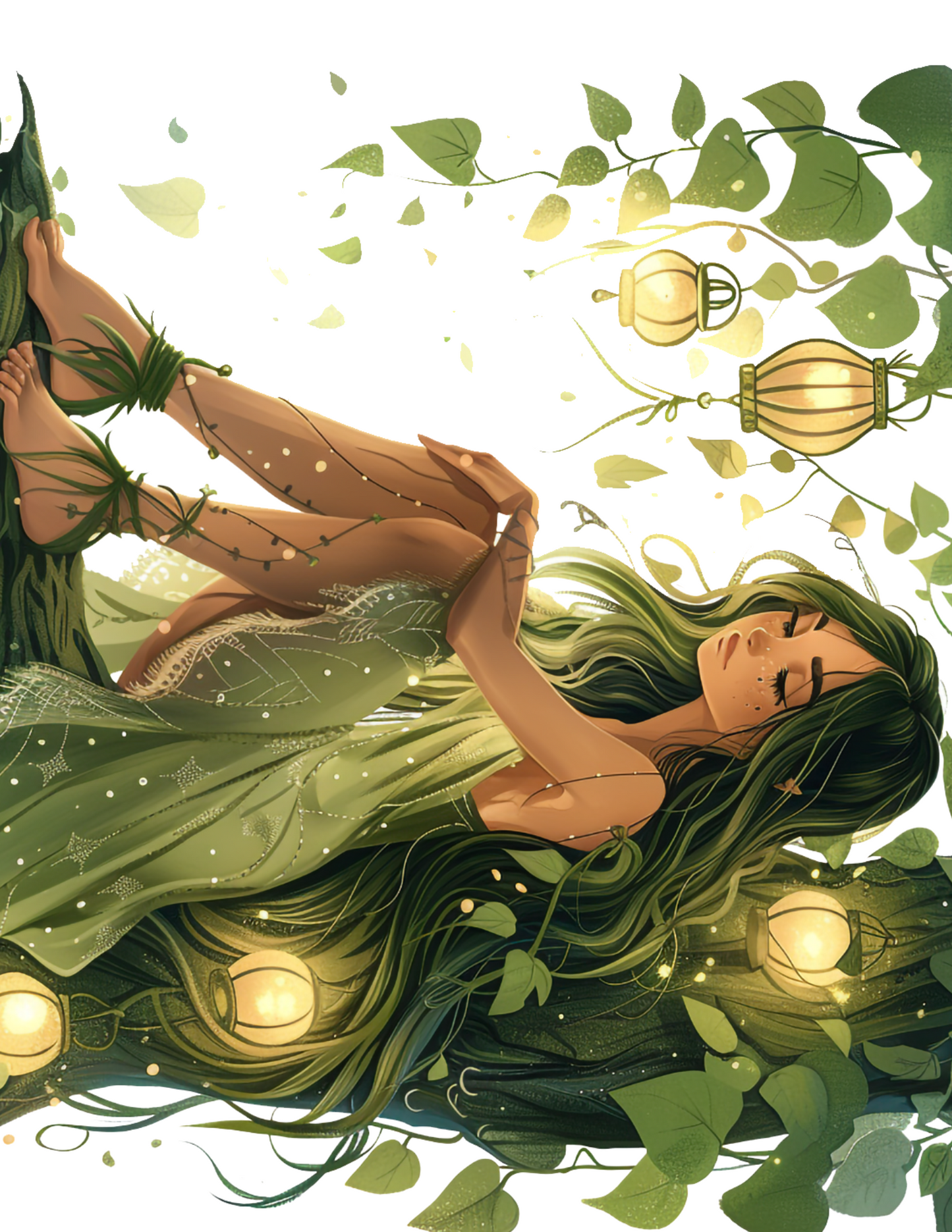 Sticker Sheet / Greeting Card – Forest Fairy Sitting On A Tree Full Cat. No. 4570