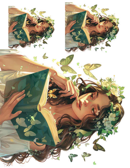 Sticker Sheet – Forest Fairy Is Reading The Book Collage Cat. No. 4571