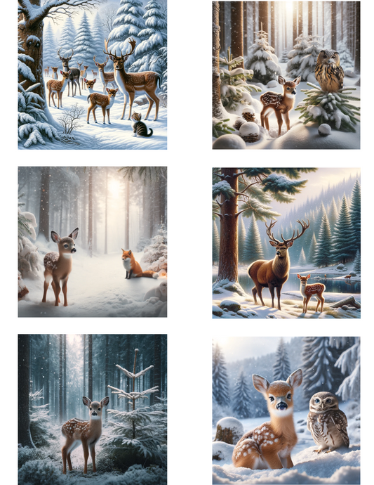Sticker Sheet – Winter Animals In The Forest Collage Cat. No. 4584