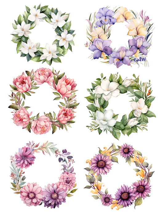 Sticker Sheet – Flower Wreaths Collage Cat. No. 4586