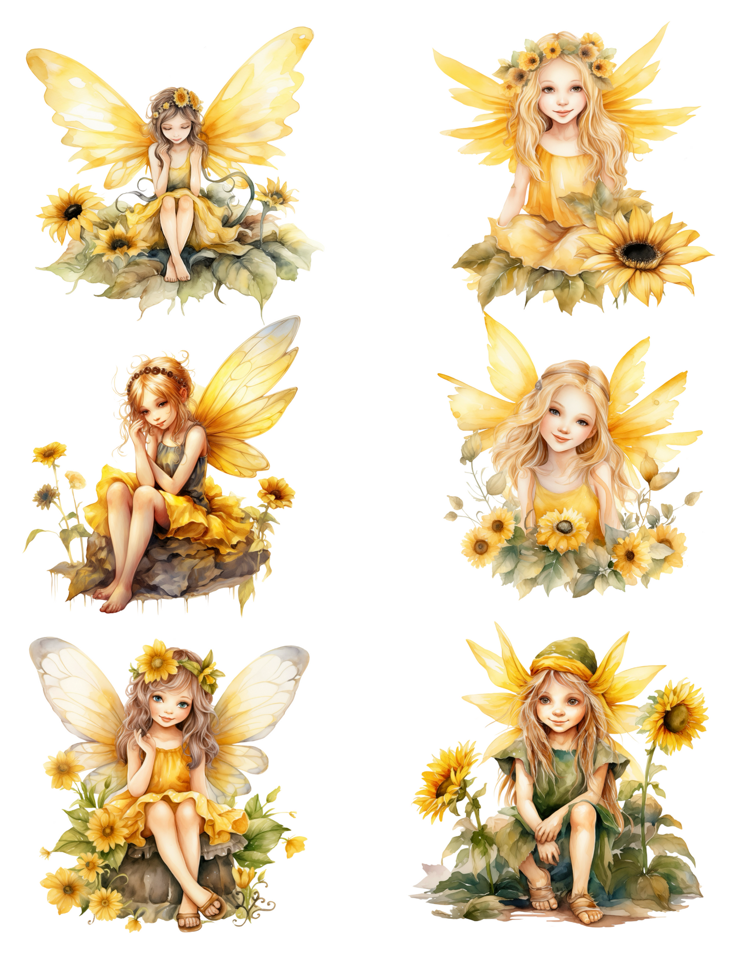 Sticker Sheet / Greeting Card – Sunflower Fairy Collage Cat. No. 4592
