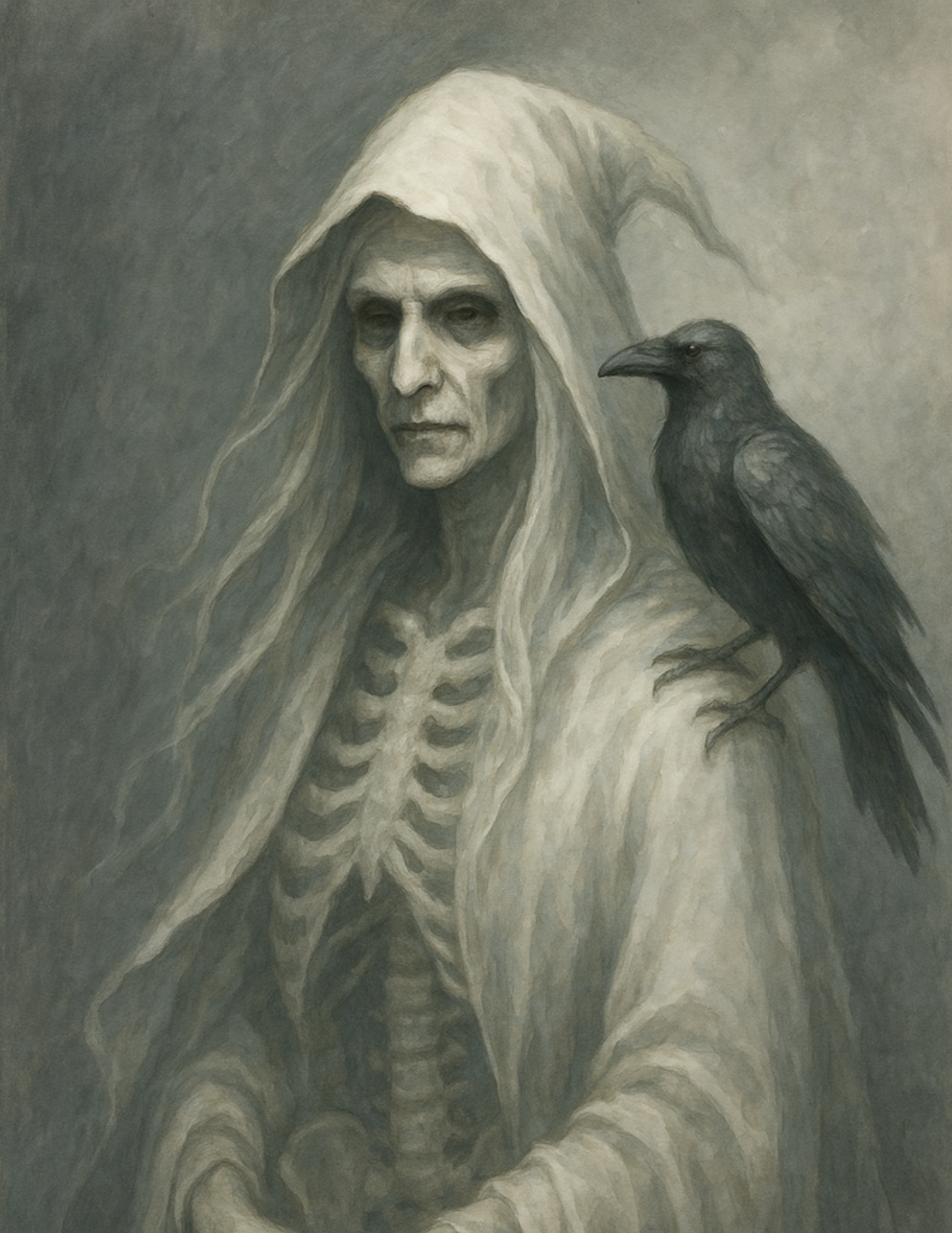 Sticker Sheet – Skeleton In A Hood With A Raven On His Shoulder Full Cat. No. 4601