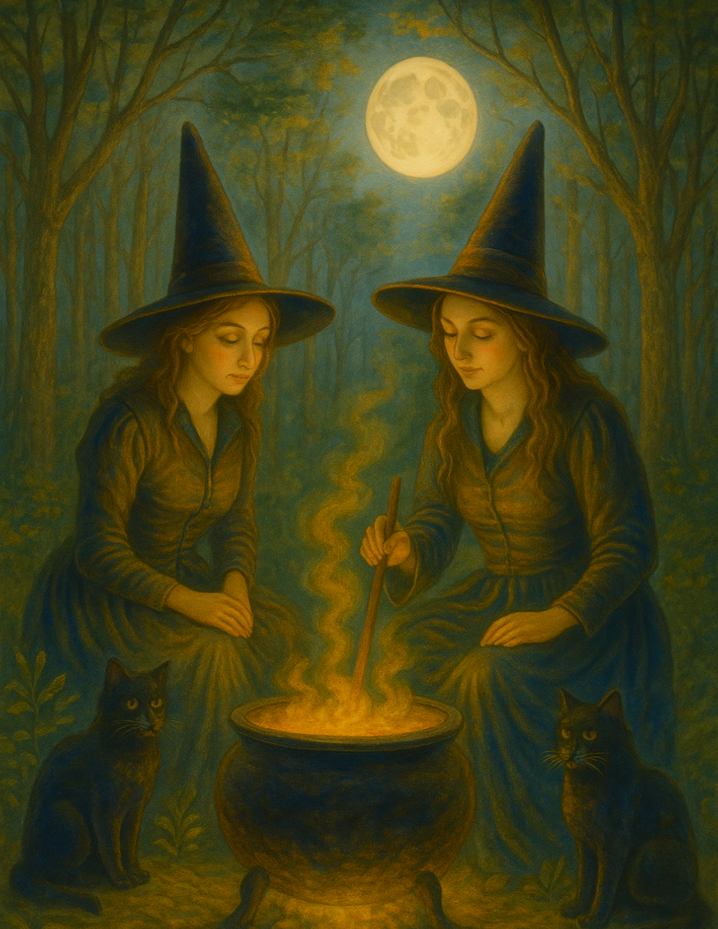 Sticker Sheet / Greeting Card – Stylized Witches From the 19th Century Cat. No. 4638