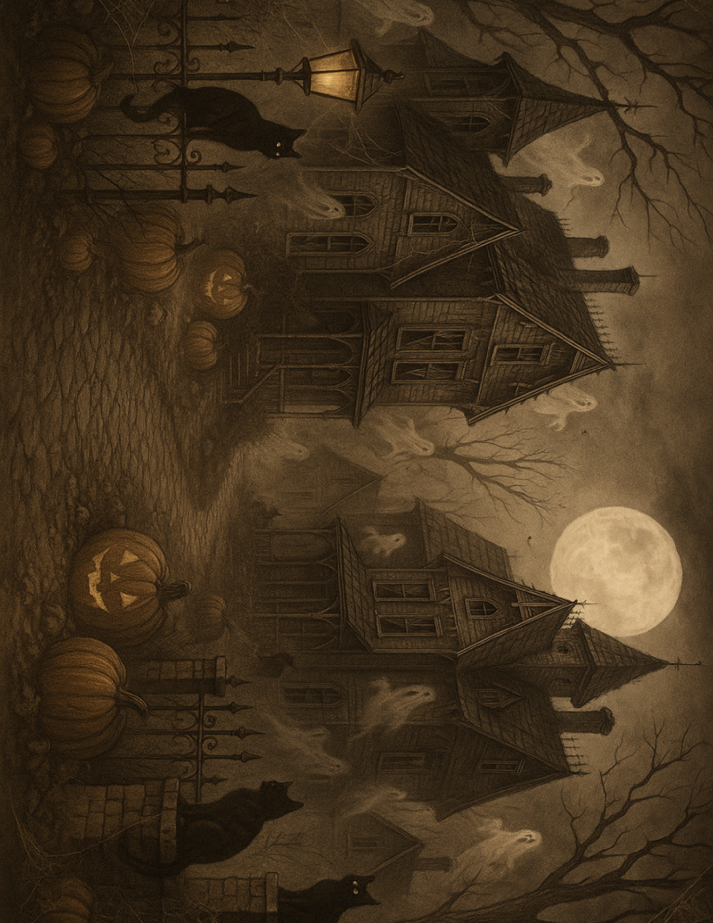 Sticker Sheet / Greeting Card – Halloween Village Full Cat. No. 4643