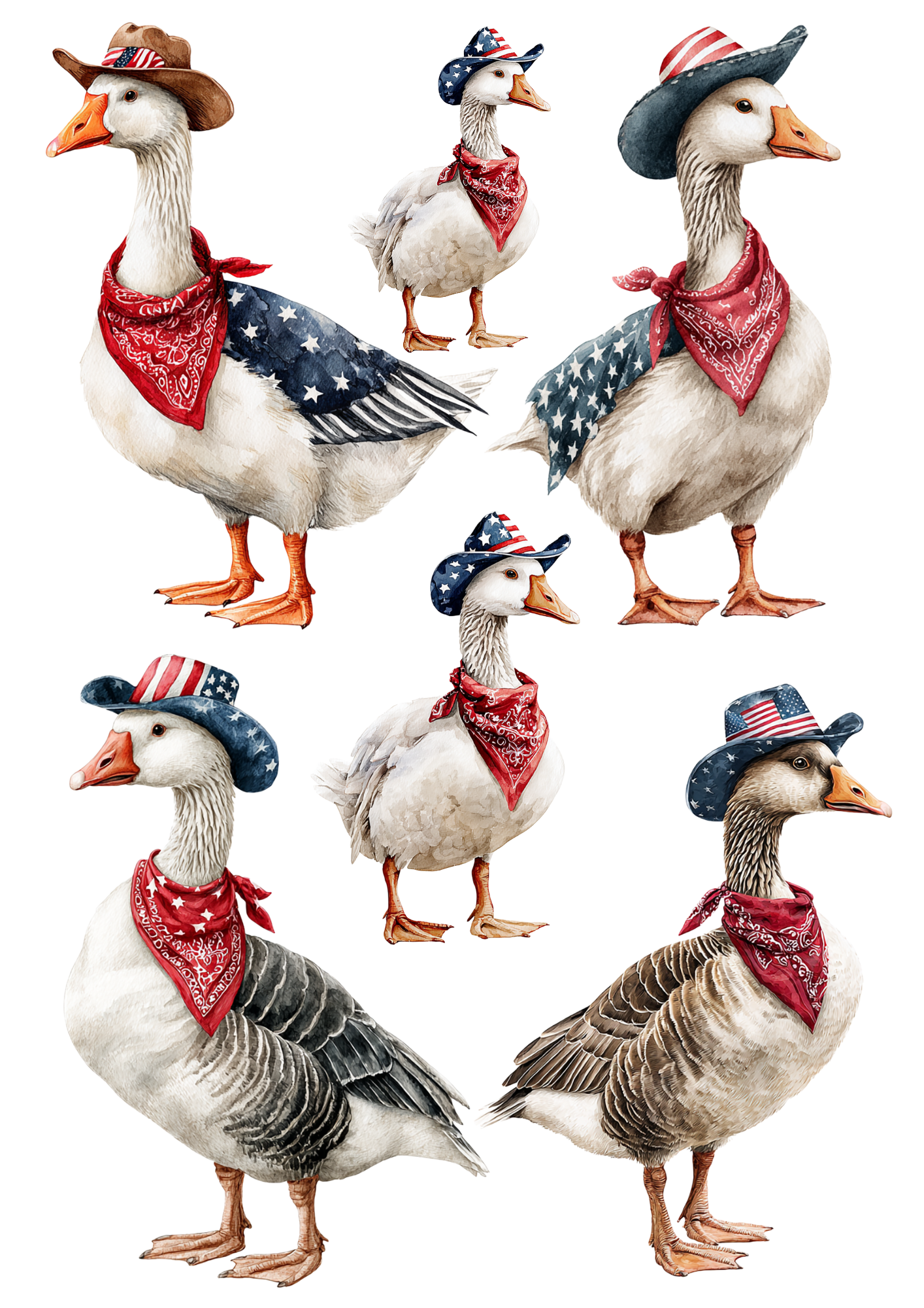 Sticker Sheet – Goose In Hat With American Flag For Independence Day Cat. No. 4663