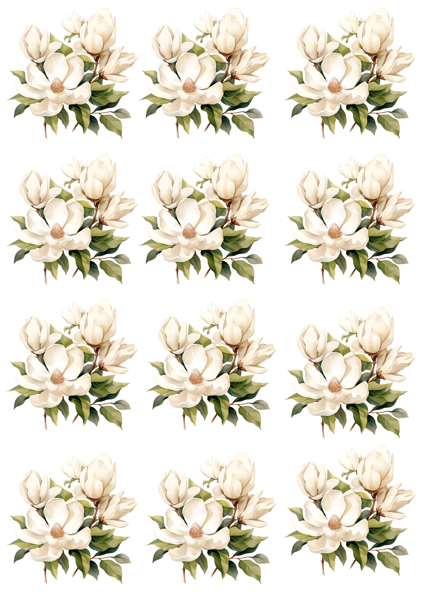 Sticker Sheet / Greeting Card – Magnolia Bouquets Collage Cat. No. 4669