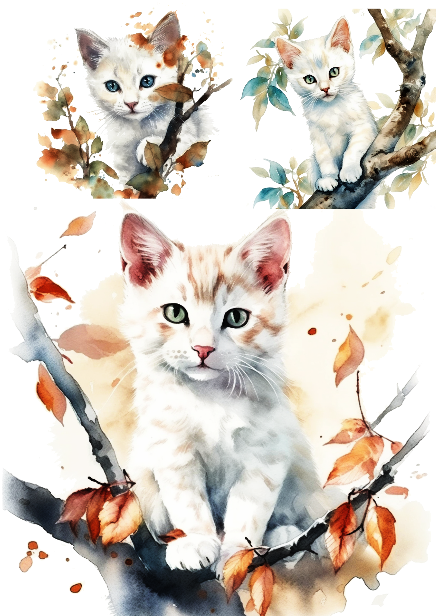 Sticker Sheet / Greeting Card – Little Kitten Collage Cat. No. 4679