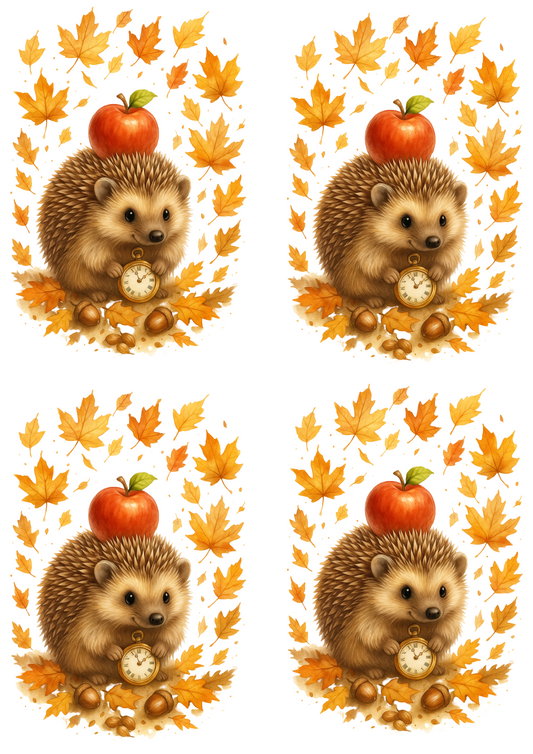 Sticker Sheet – Autumn Hedgehog With Watch Collage Cat. No. 4685