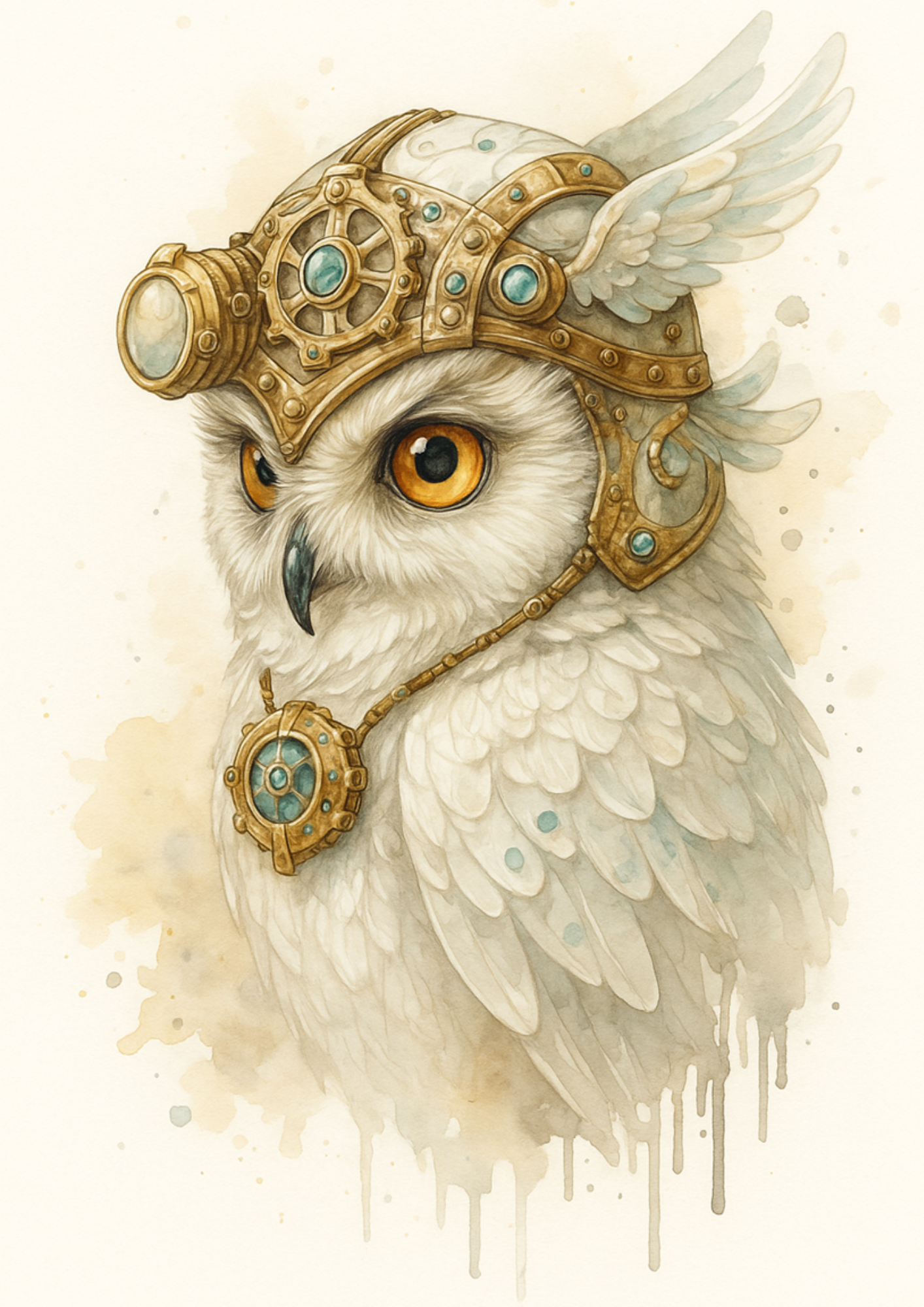 Sticker Sheet / Greeting Card – White Owl Steampunk Full Cat. No. 4709