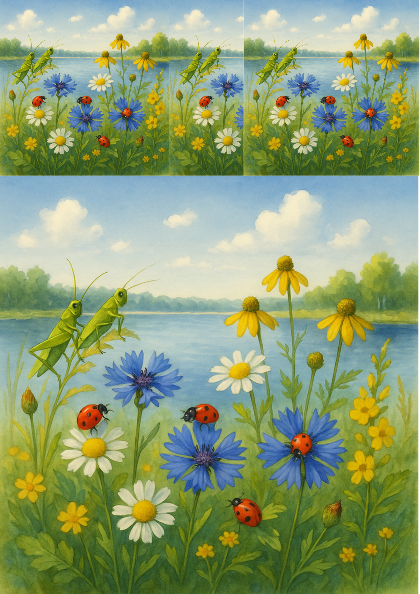 Sticker Sheet / Greeting Card – Flower Meadow Summer Collage Cat. No. 4722